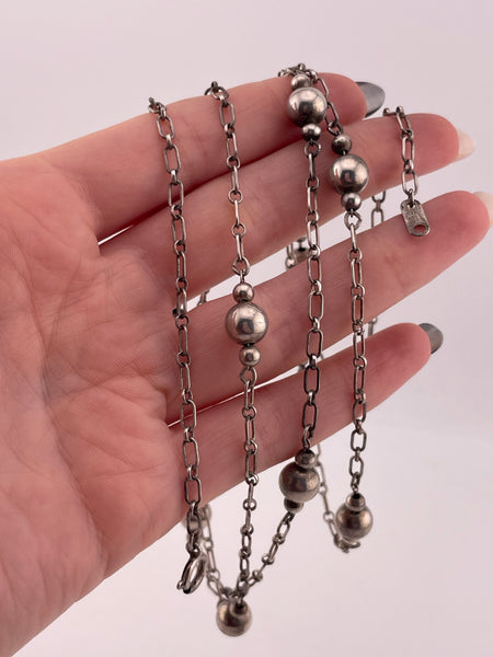 sterling silver 41" spacer ball layer necklace