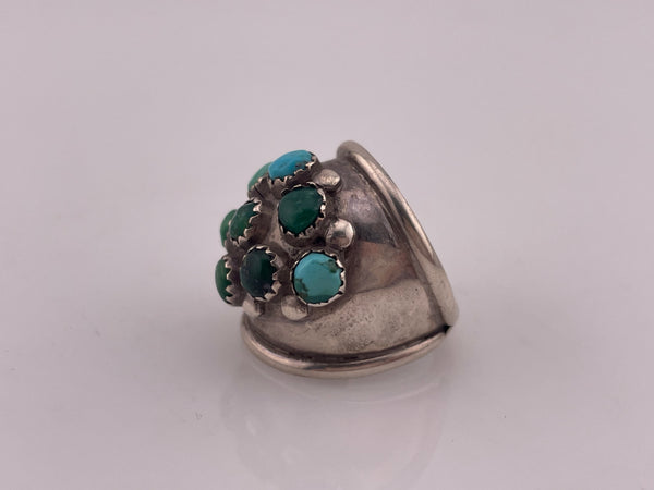 size 6.5 sterling silver snake eye turquoise dome cluster ring