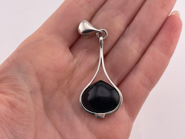 sterling silver onyx dangle spinel pendant