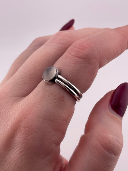 size 7 sterling silver moonstone double band ring