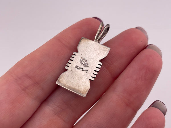 sterling silver onyx white stone pendant