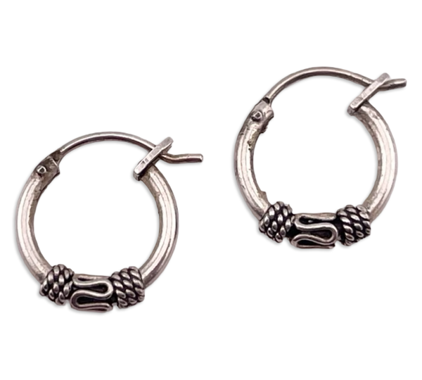 sterling silver small 1/2" Bali style hoop earrings