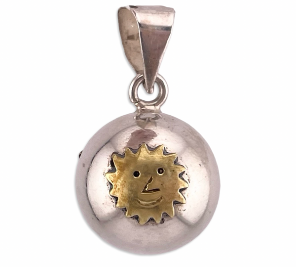 sterling silver sun moon face star harmony ball pendant