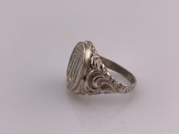 size 10.25 900 silver 'HU' signet ring