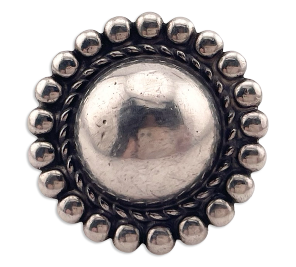 size 5.5 sterling silver stoneless dome ball dot border ring
