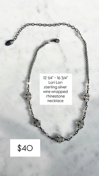 RESERVED PRIVATE LISTING -- sterling silver rhinestone necklace B16