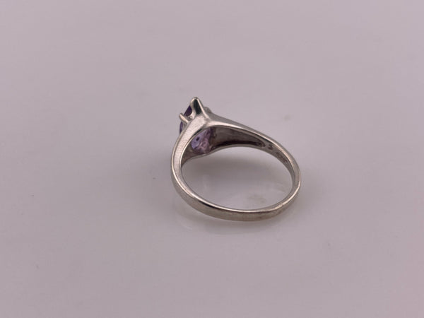 size 7.25 sterling silver Schubes faceted amethyst marquise ring