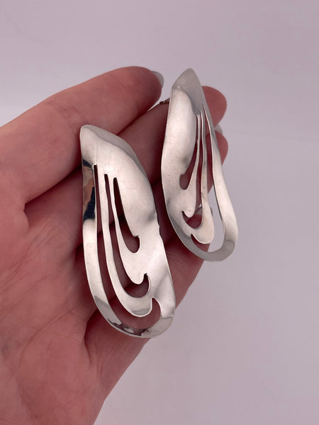 sterling silver large stoneless cut-out post earrings