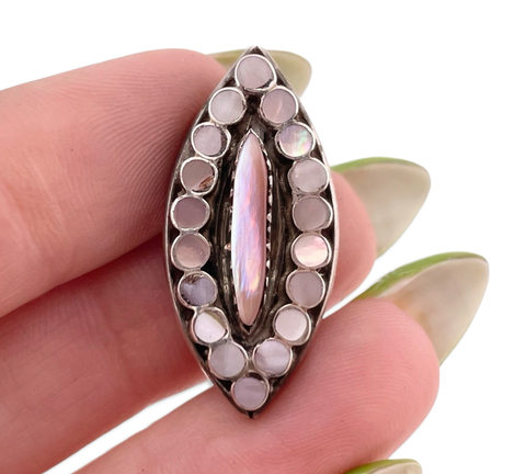 sterling silver mother of pearl inlay pendant brooch ***AS IS***