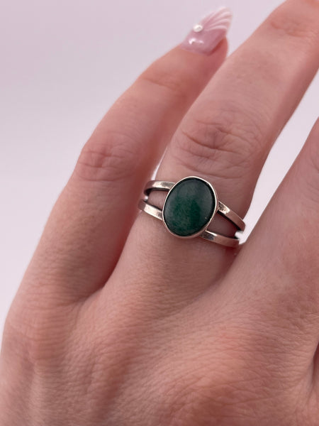 size 7.25 sterling silver green aventurine ring