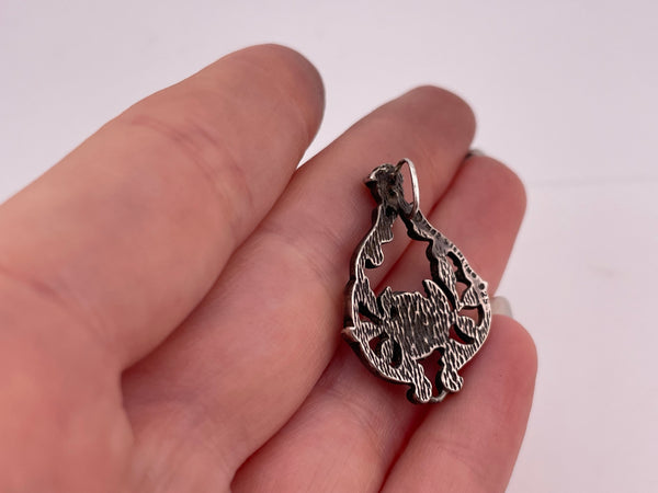 sterling silver flower rose pendant