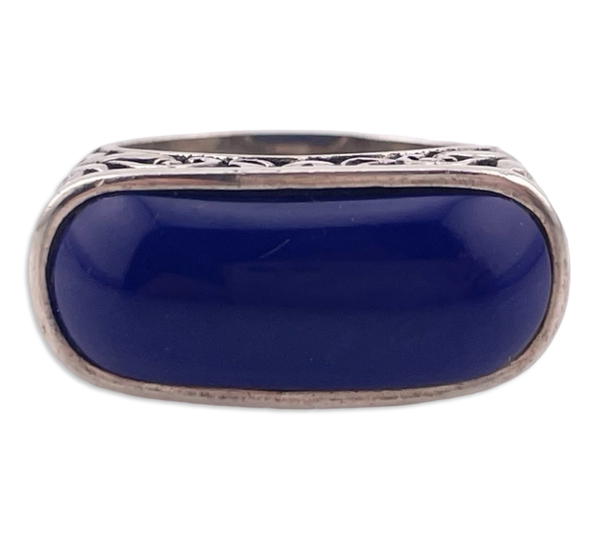size 7.25 sterling silver faux blue stone heart design ring
