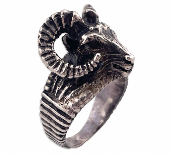 size 10.75 sterling silver rams head ring