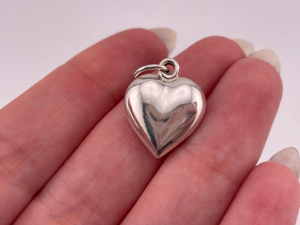 sterling silver puffy heart pendant