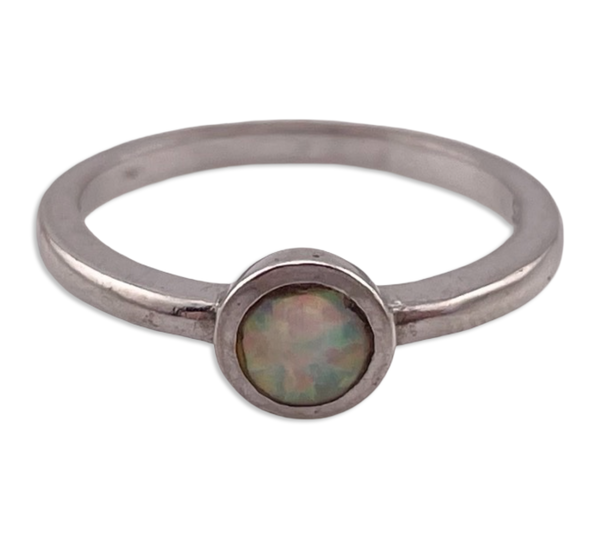 size 7.25 sterling silver synthetic opal ring