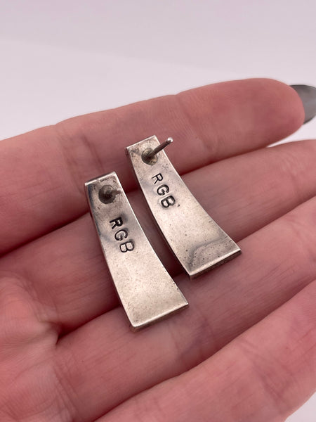 sterling silver multi-stone inlay post earrings