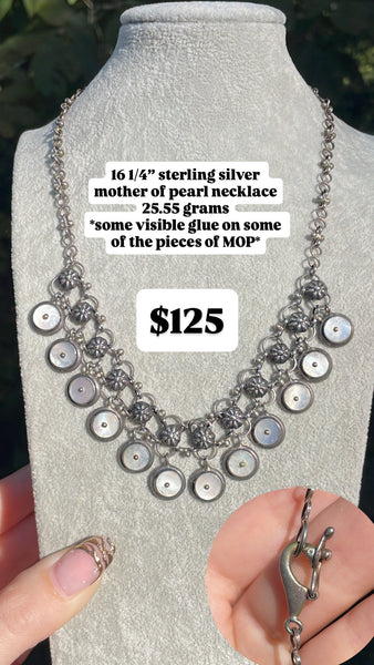 RESERVED PRIVATE LISTING -- sterling silver mother of pearl charm necklace A7
