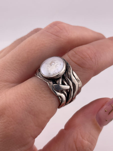 size 8.25 sterling silver Silpada wide band pearl ring