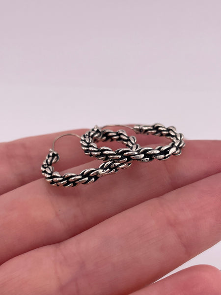 sterling silver rope chain hoop earrings ***Non-Sterling Hooks***