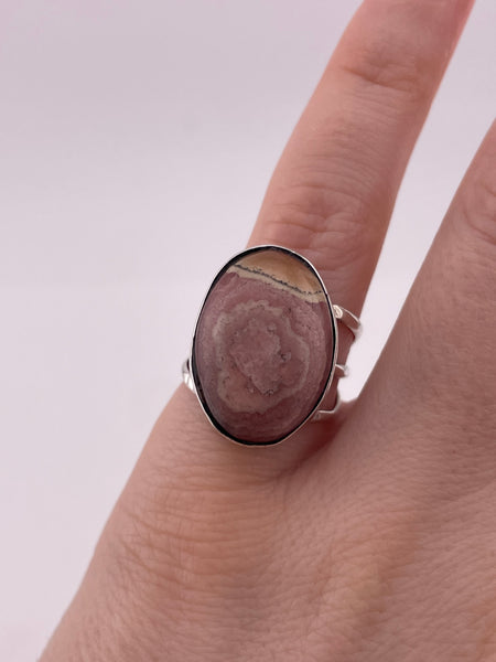size 5.5 sterling silver rhodocrosite ring