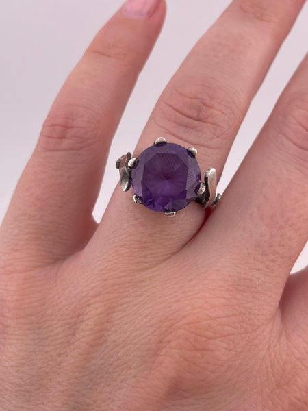 size 7.25 sterling silver faceted color changing glass ring