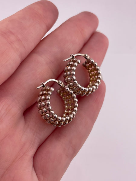 sterling silver 3/4" ball chain hoop earrings
