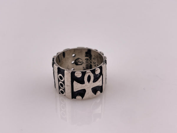 size 5.25 sterling silver wide band ankh cross ring