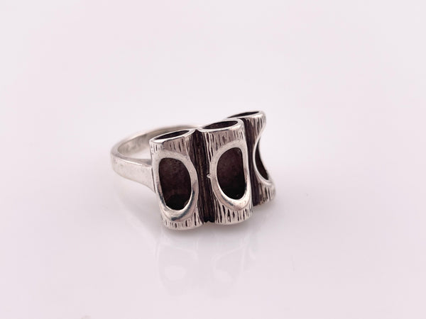 size 7.5 sterling silver abstract artisan stoneless ring
