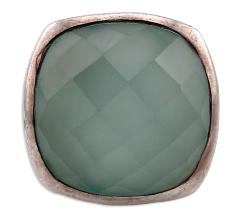 size 7.25 sterling silver chunky faceted chalcedony ring