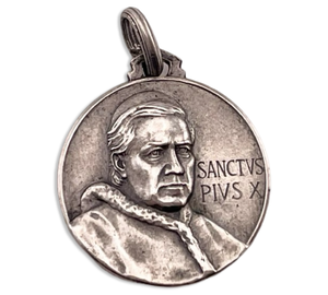 800 silver St. Pius X St. Mary double sided pendant