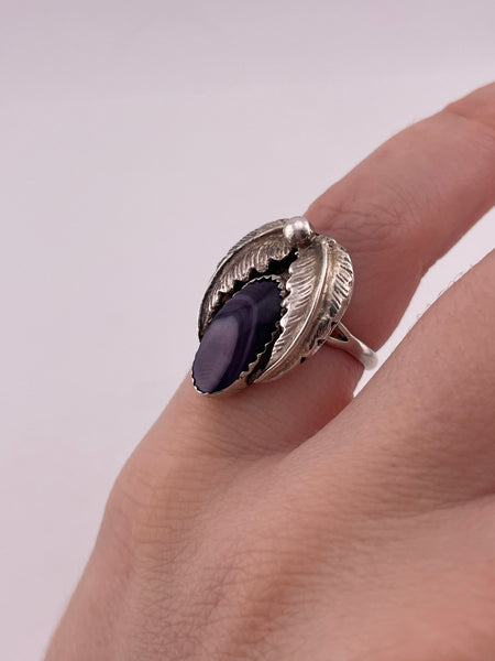 size 4.75 sterling silver wampum leaf ring