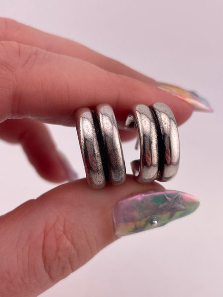 sterling silver 5/8" double tube hoop post earrings