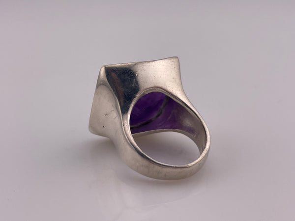 size 7.5 sterling silver chunky heavy faceted amethyst ring