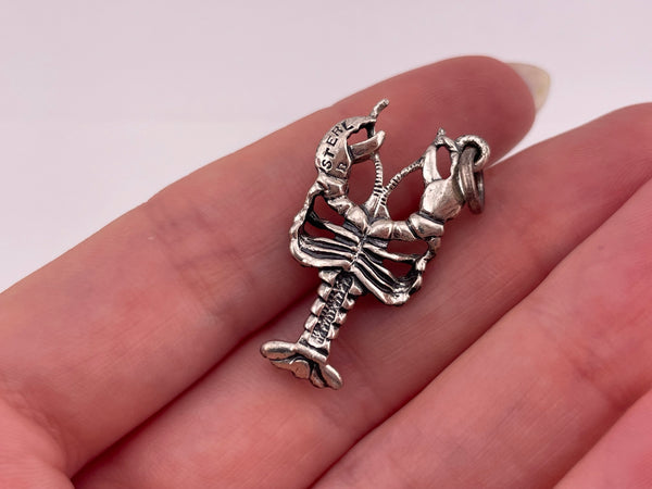 sterling silver rhodium plated lobster pendant