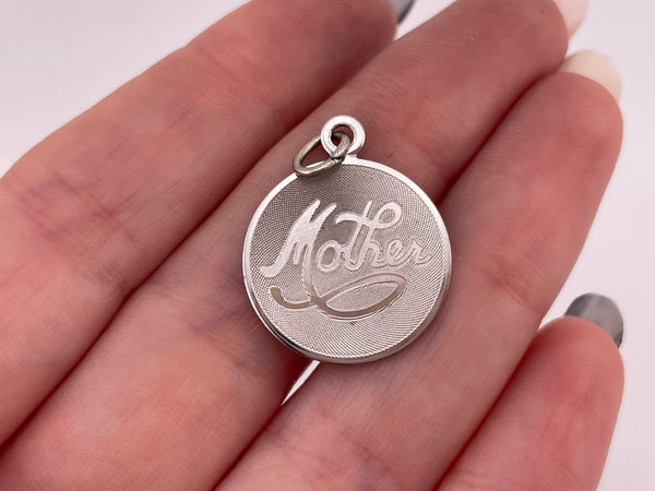 sterling silver "Mother" etched pendant