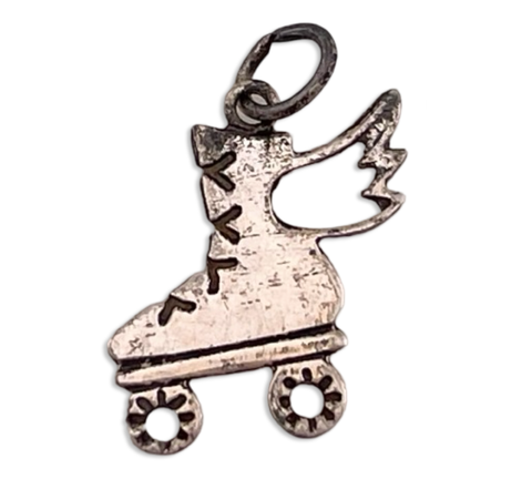 sterling silver lightweight roller skate wing pendant