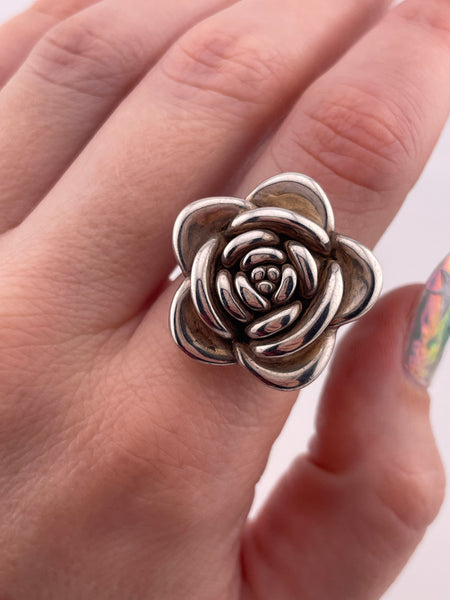size 7 sterling silver electroform flower ring ***AS IS***