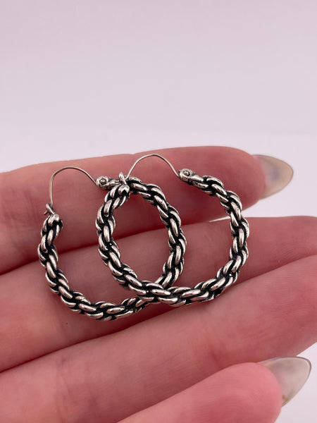 sterling silver rope chain hoop earrings ***Non-Sterling Hooks***