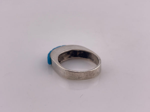 size 7.75 sterling silver synthetic turquoise cobblestone style ring