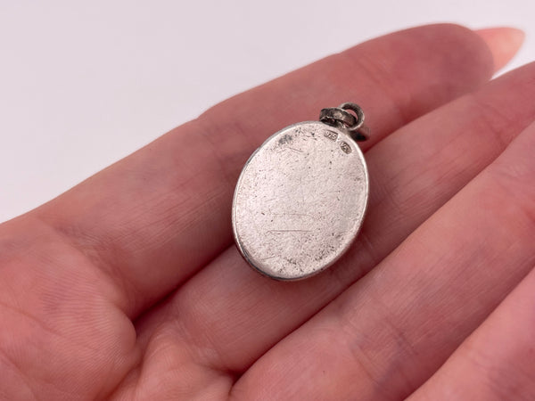 sterling silver oval amber pendant