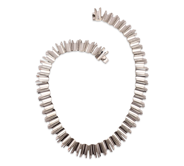 sterling silver heavy Mexican modern stoneless collar necklace