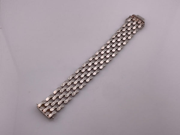 rhodium plated sterling silver Milor Italian chunky panel link bracelet