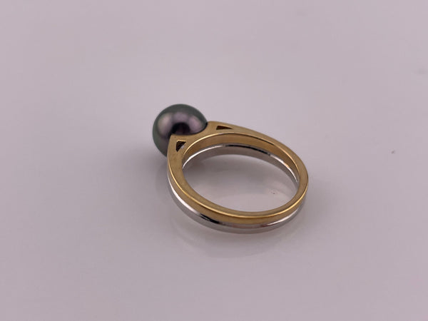 size 6 sterling silver gold plated two-tone pearl ring