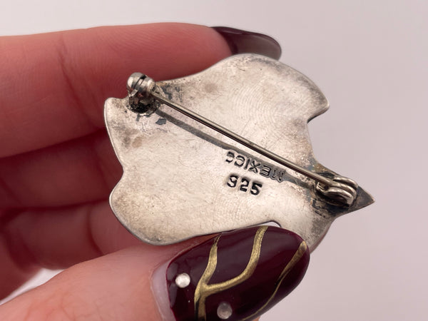 sterling silver abalone fish brooch pin