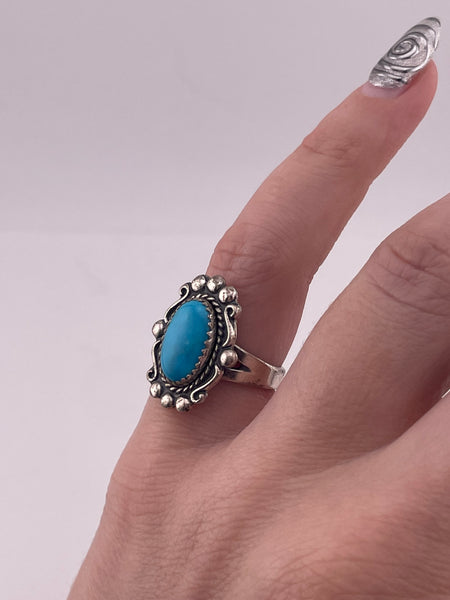size 5.25 sterling silver rhodium plated Bell Trading Post turquoise ring