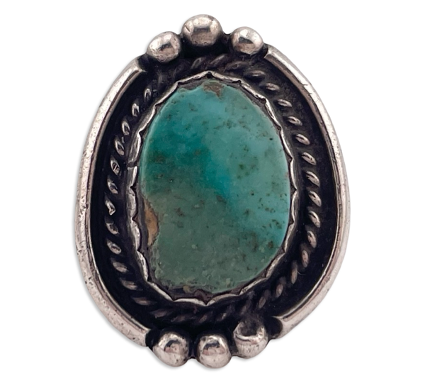 size 6 sterling silver turquoise dot rope setting ring
