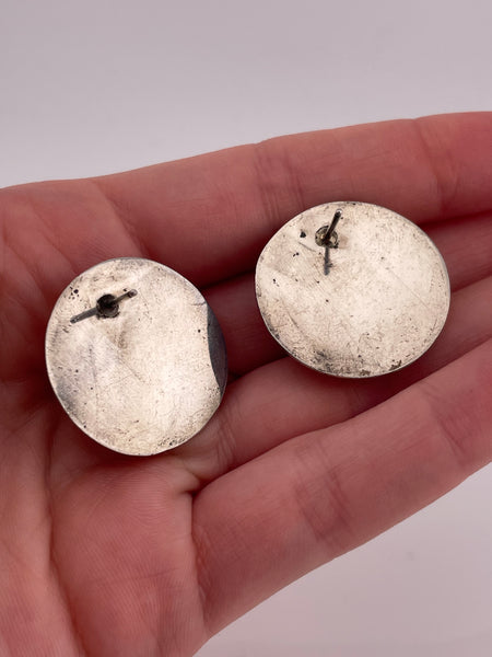 sterling silver domed turquoise concho post earrings