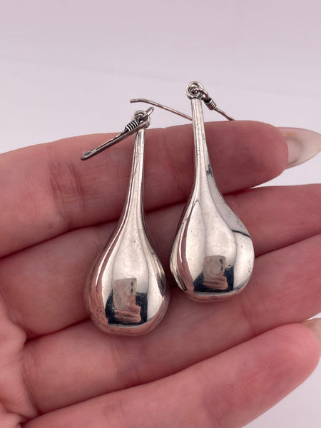 sterling silver 2-1/8" jug hook dangle earrings
