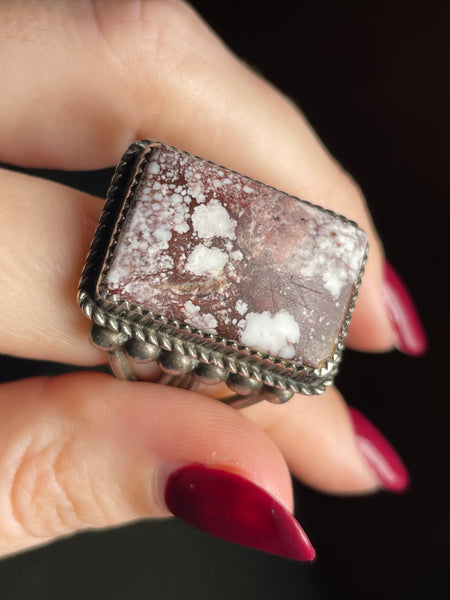 size 13.75 sterling silver Garrison Boyd Navajo crazy horse magnesite rectangle ring