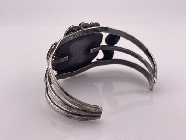 sterling silver Mexican turquoise flower cuff bracelet